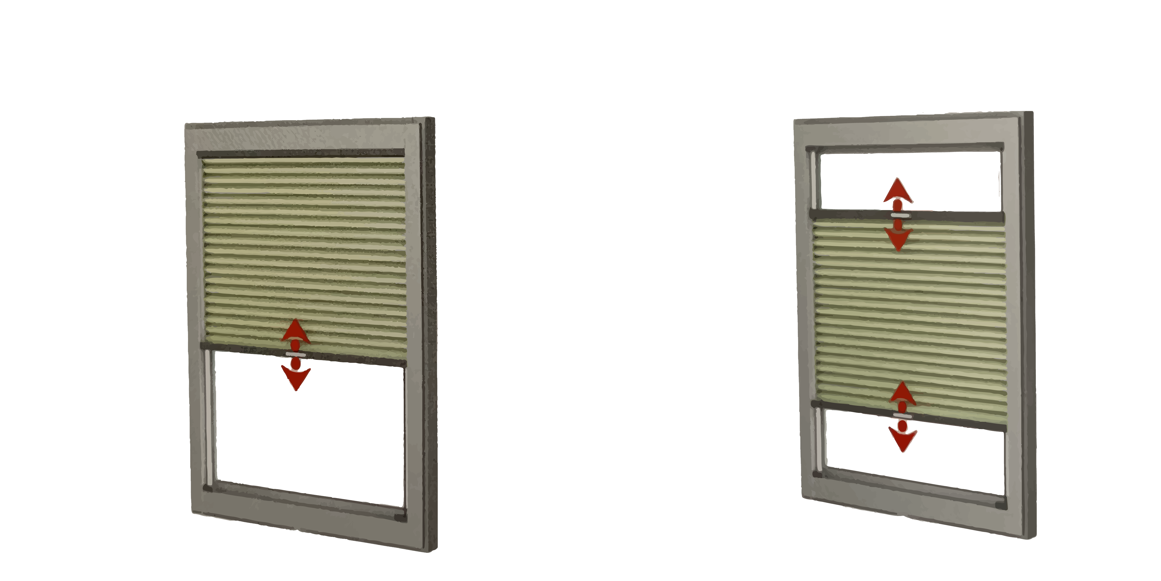 Plissees können in verschiedenen Anordnungen am Fenster verspannt werden.