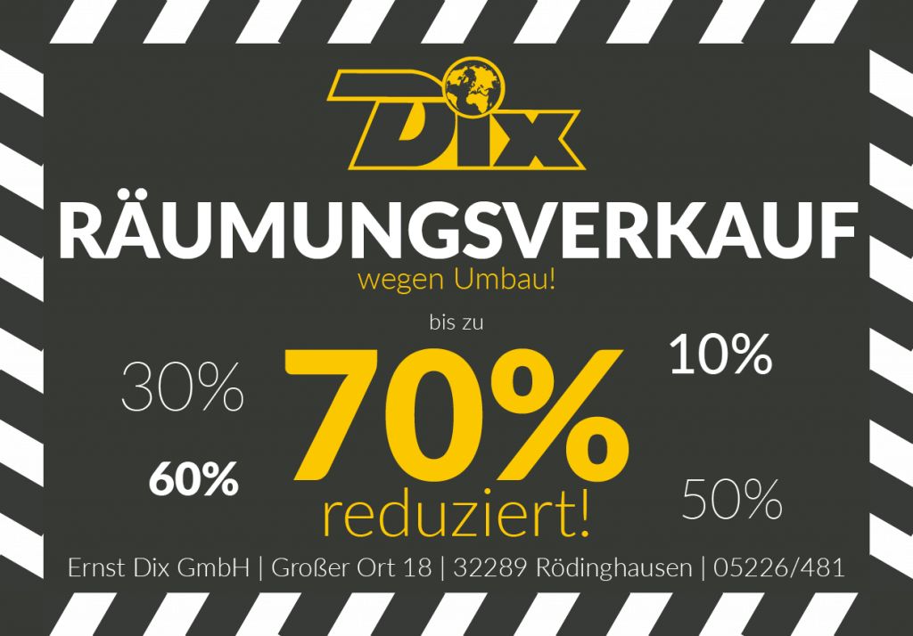 Bis zu 70% Rabatt beim großen Räumungsverkauf in Rödinghausen