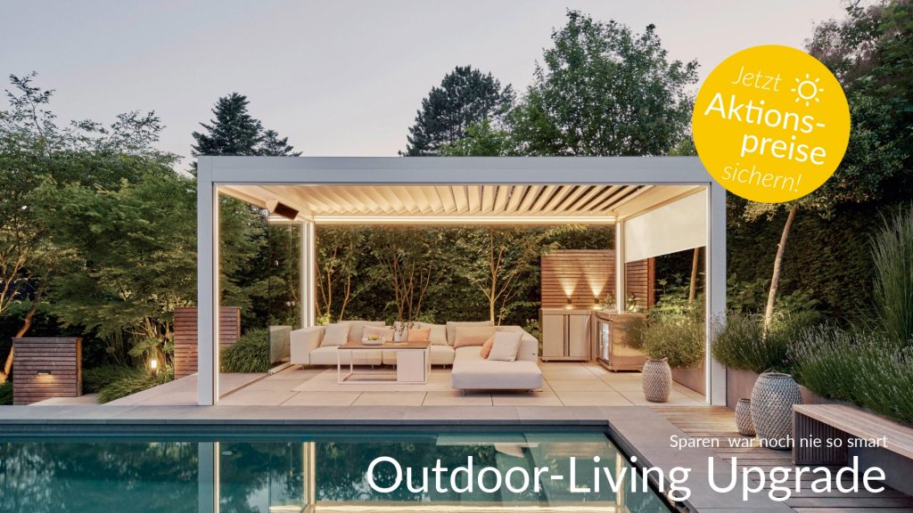 Outdoor-Living-Upgrade mit bis zu 3.600 € Preisvorteil. Erhalten Sie beim Kauf eines L50, L60 oder L70 eine WMS-Wetterstation, das SmartPhone-Gateway WMS-Webcontrol pro sowie LED-Beleuchtung in 3 Lamellen (nur L50 & L60) ohne Aufpreis.