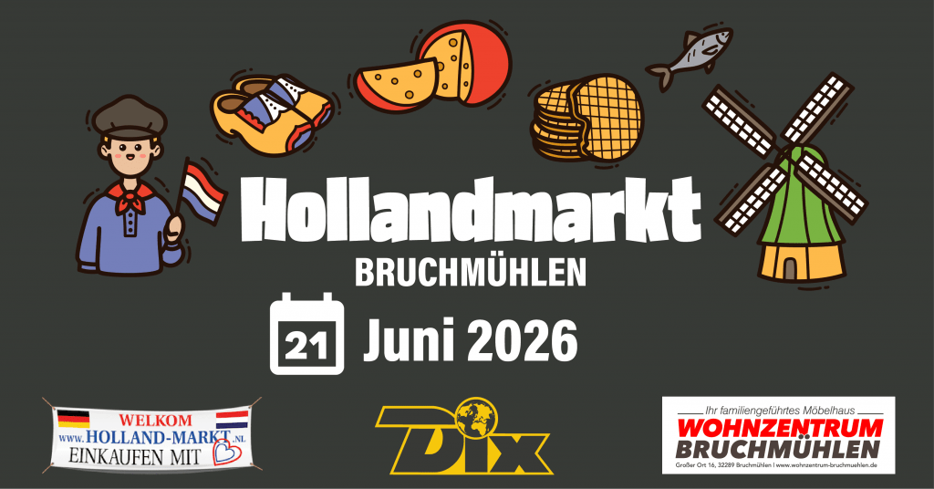 Hollandmarkt in Bruchmühlen 2026 mit verkaufsoffenem Sonntag